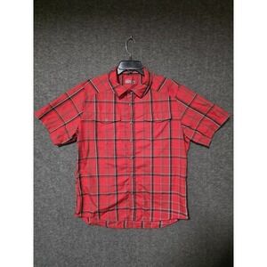 Novara Plaid Short Sleeve Button Up Shirt Red Flannel Mens Large